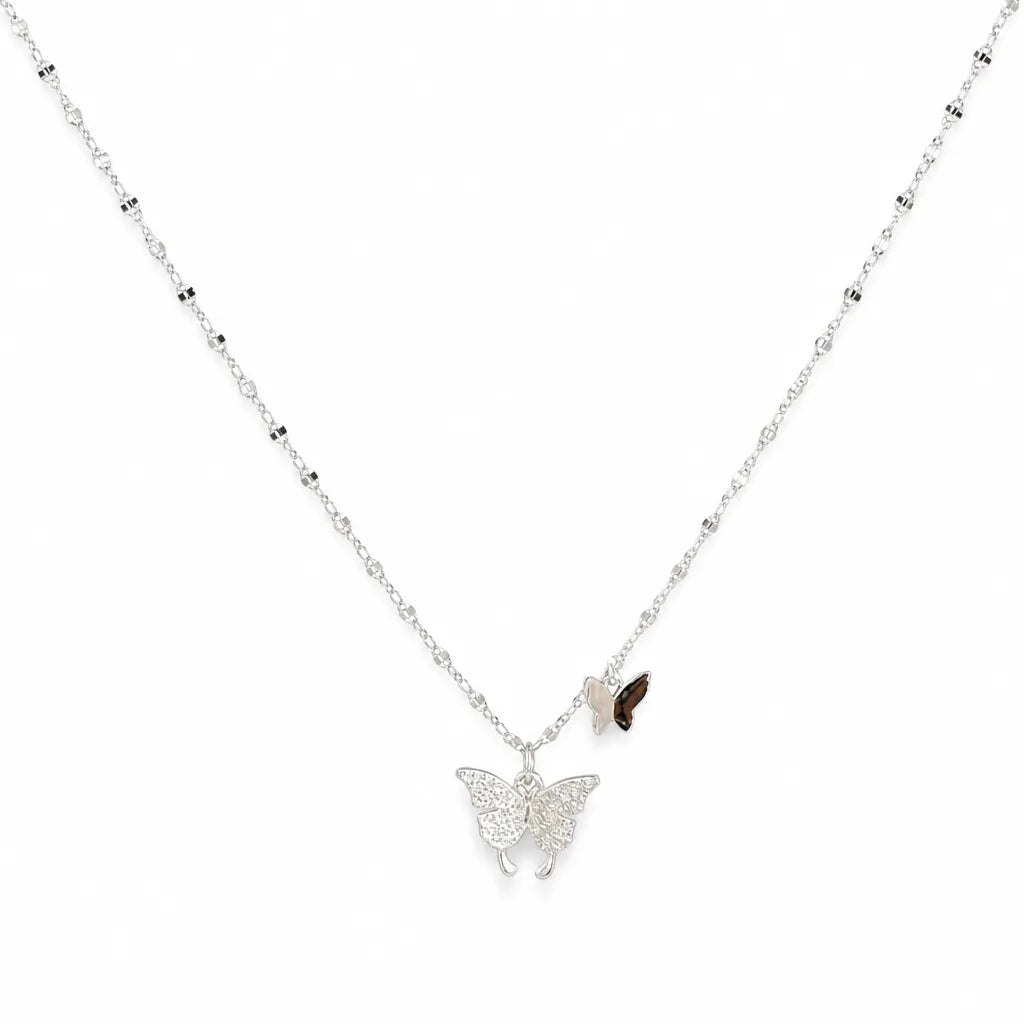 Portia Butterfly Pendant Necklace - Color:Silver
