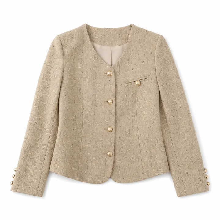 Portia Cropped Jacket - Color:Khaki;Size:M
