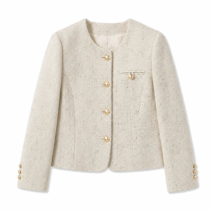 Portia Cropped Jacket - Color:Off-White;Size:M