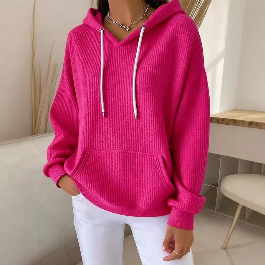 Posy | Women's Textured Hoodie  - Color:Fuchsia;Size:XS