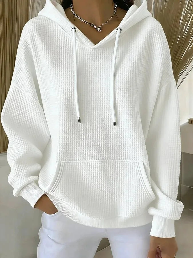 Posy | Women's Textured Hoodie  - Color:White;Size:XS