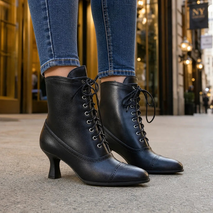 Women's Black Archibald Heeled Combat Boots