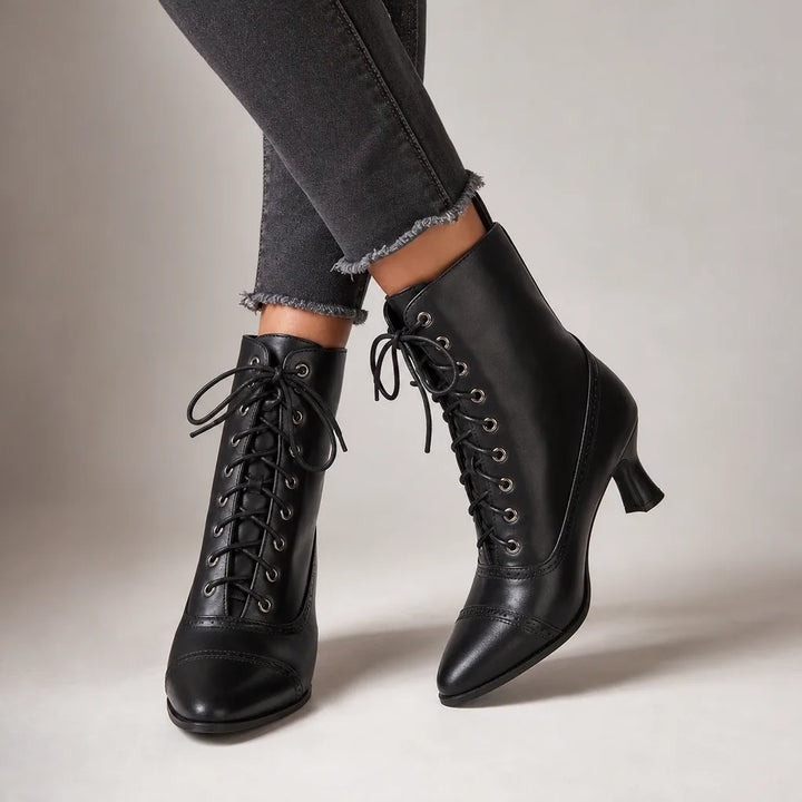 Women's Black Archibald Heeled Combat Boots
