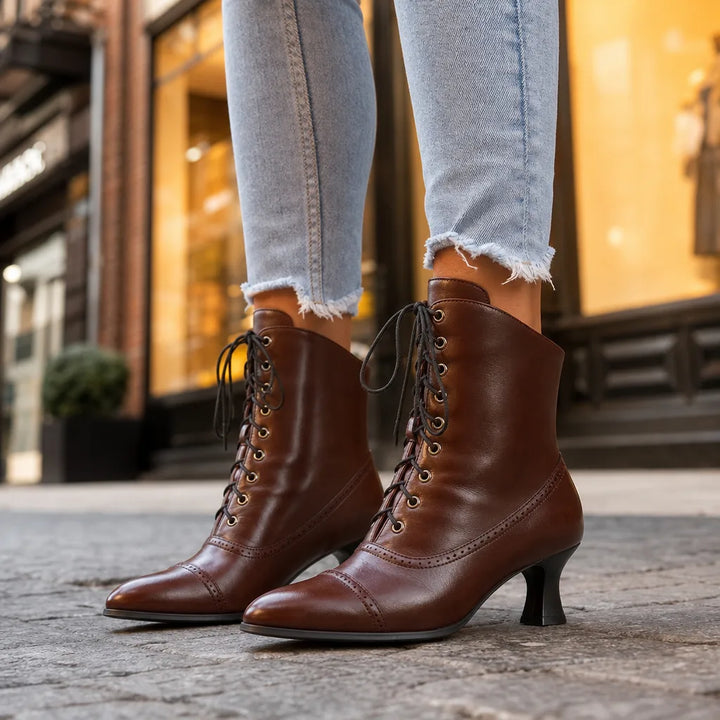 Women's Brown Archibald Heeled Combat Boots