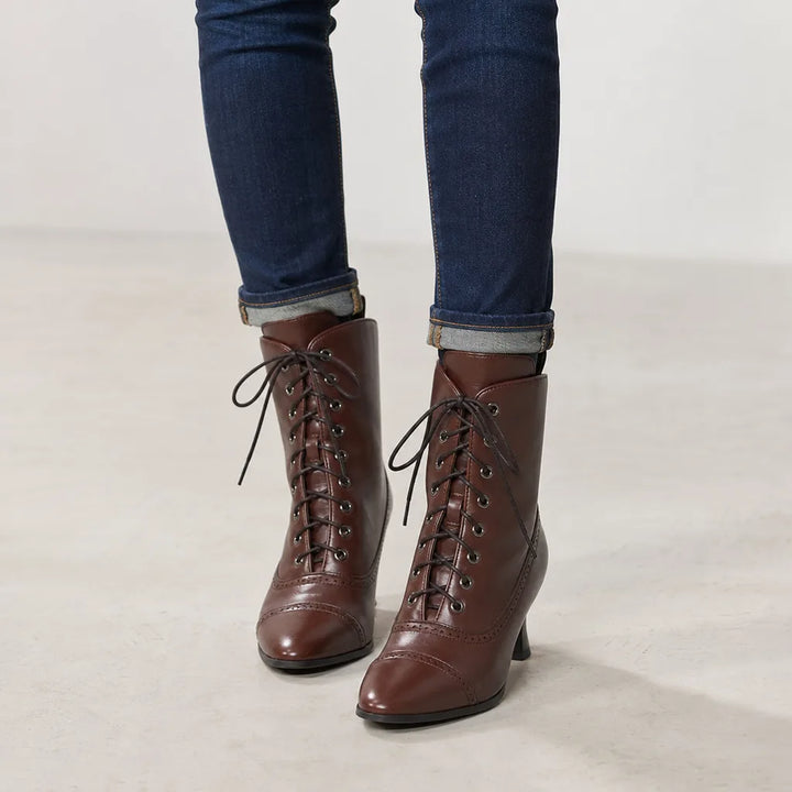 Women's Brown Archibald Heeled Combat Boots