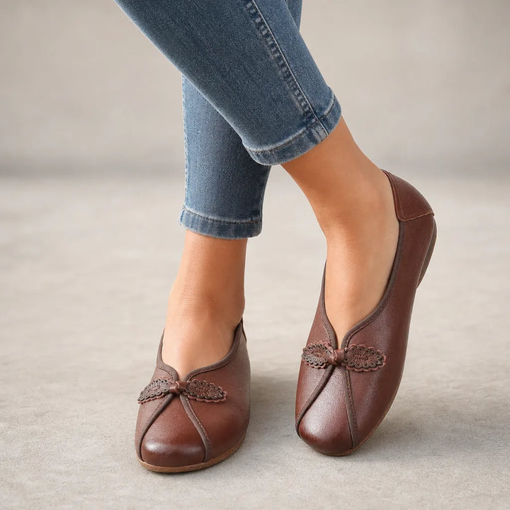 Women's Brown Prescott Leather Slip On Flats