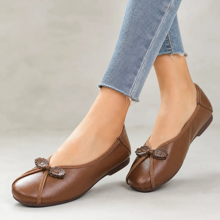 Women's Tan Prescott Leather Slip On Flats