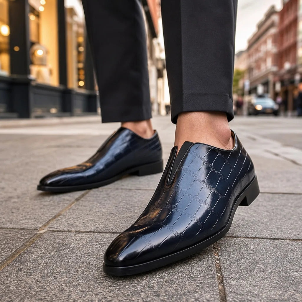 Men's Blue Rawlins Textured Slip-On Loafers