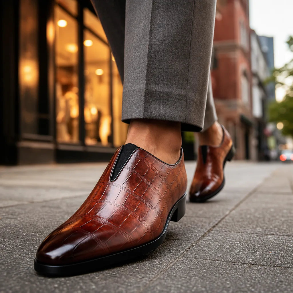 Men's Brown Rawlins Textured Slip-On Loafers