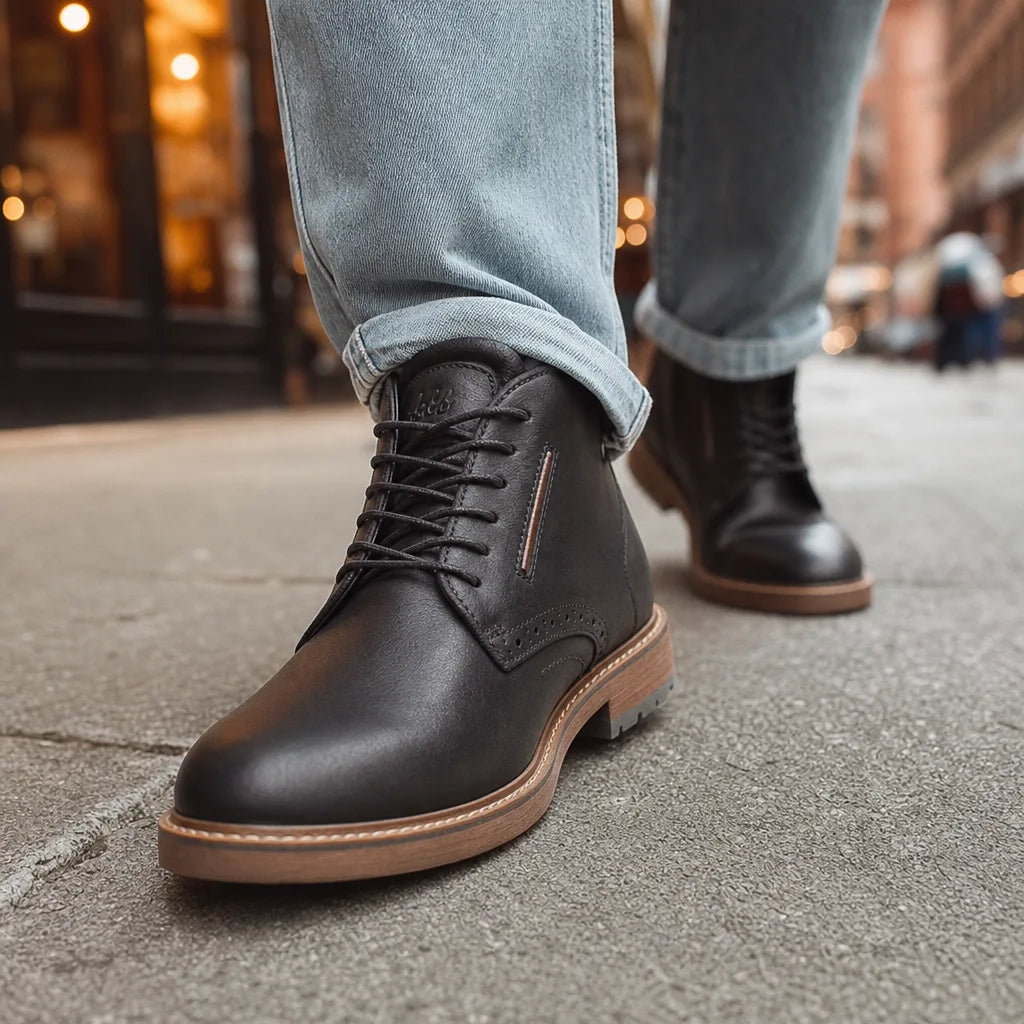 Men's Black Griffin Leather Lace-Up Boots