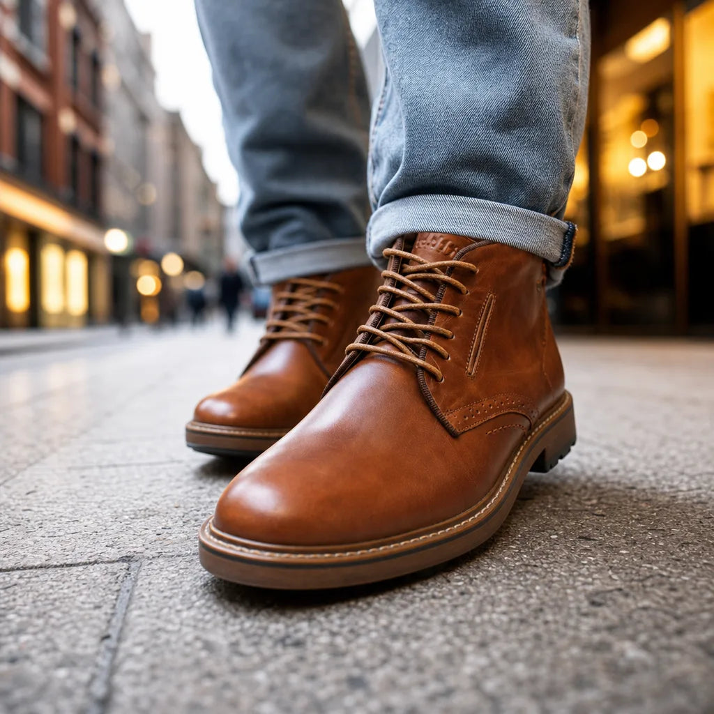 Men's Brown Griffin Leather Lace-Up Boots
