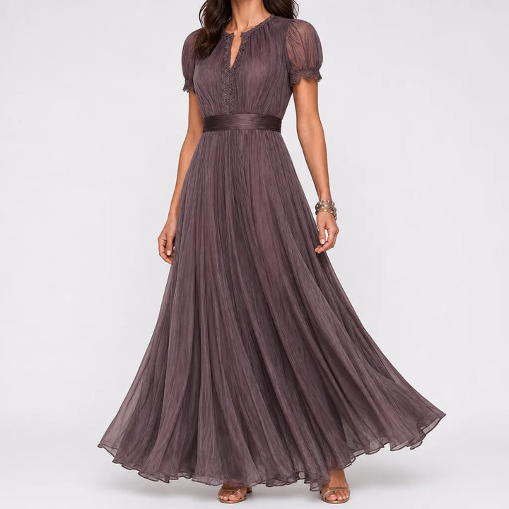 Priya | Elegant Vintage Evening Maxi Dress - Color:Black;Size:S