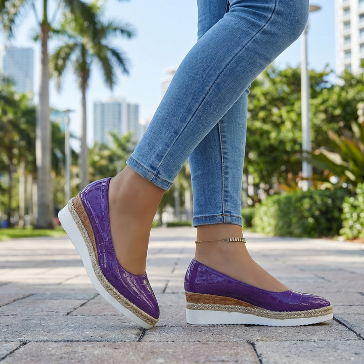 Purple Aria Linen Pointed Espadrilles 1
