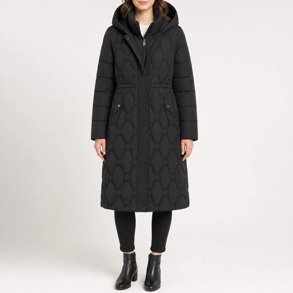 Quayle Quilted Hooded Puffer Coat - Color:Black;Size:S