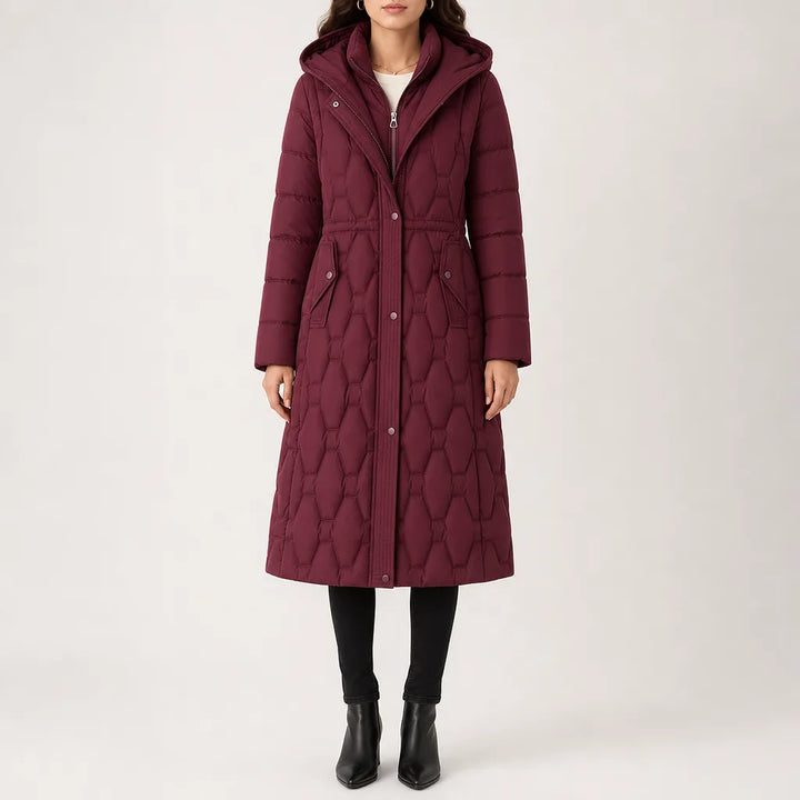 Quayle Quilted Hooded Puffer Coat - Color:Red;Size:S