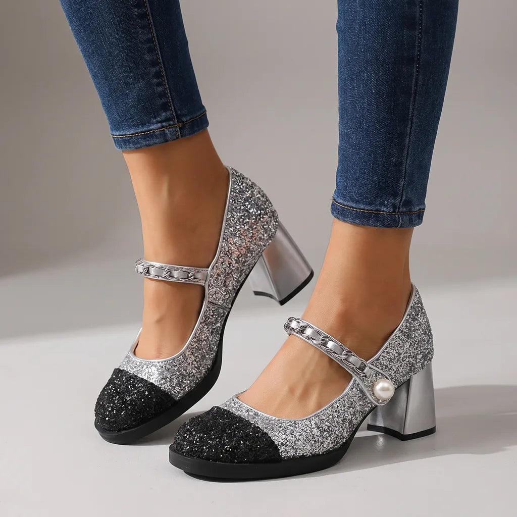 Quayle | Women's Orthopedic Mary Jane Shoes - Color:Silver;Size:35