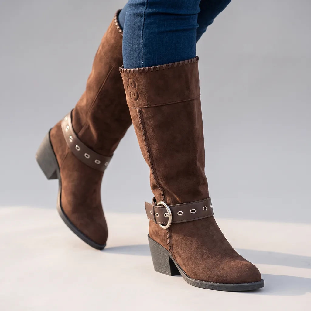 Rachel | Women's Buckle Riding Boots - Color:Brown;Size:36