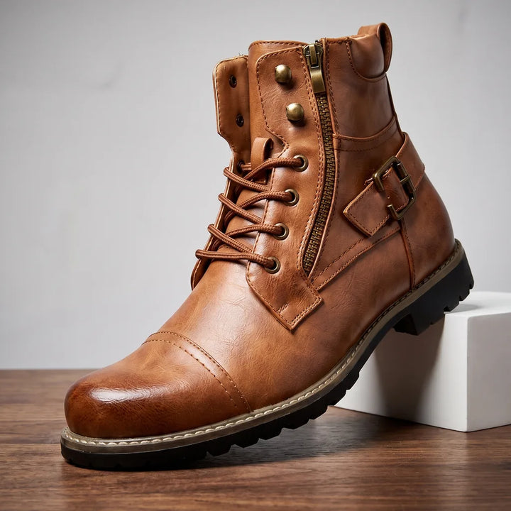 Men's Yellow Tierney Mid-Cut Biker Boots