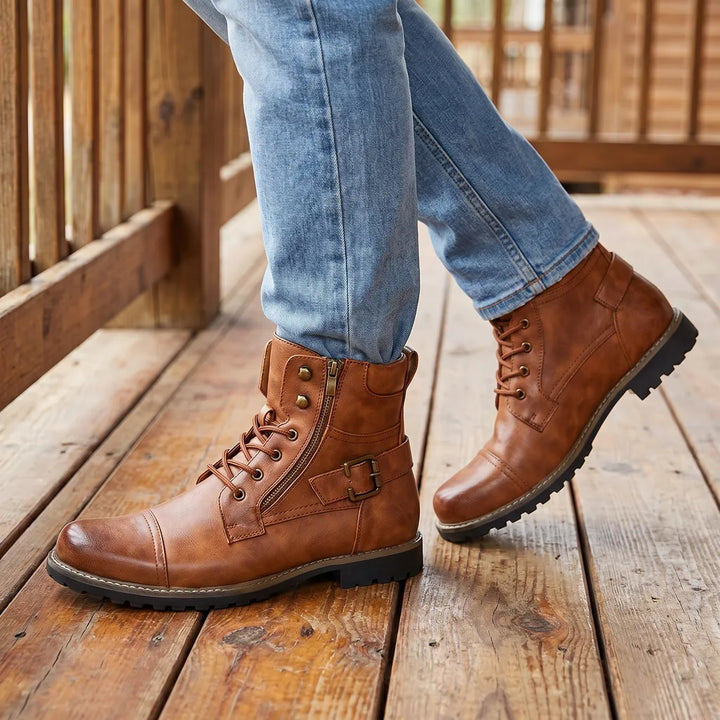 Men's Yellow Tierney Mid-Cut Biker Boots