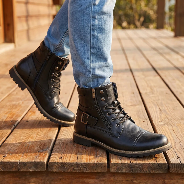 Men's Black Tierney Mid-Cut Biker Boots
