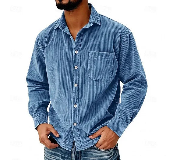 Randolph | Men's Corduroy Long-Sleeve Shirt  - Color:Blue;Size:XS