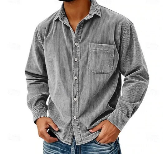 Randolph | Men's Corduroy Long-Sleeve Shirt  - Color:Gray;Size:XS