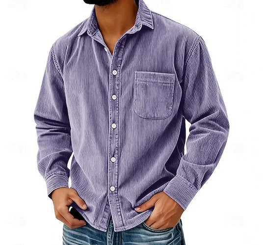 Randolph | Men's Corduroy Long-Sleeve Shirt  - Color:Purple;Size:XS