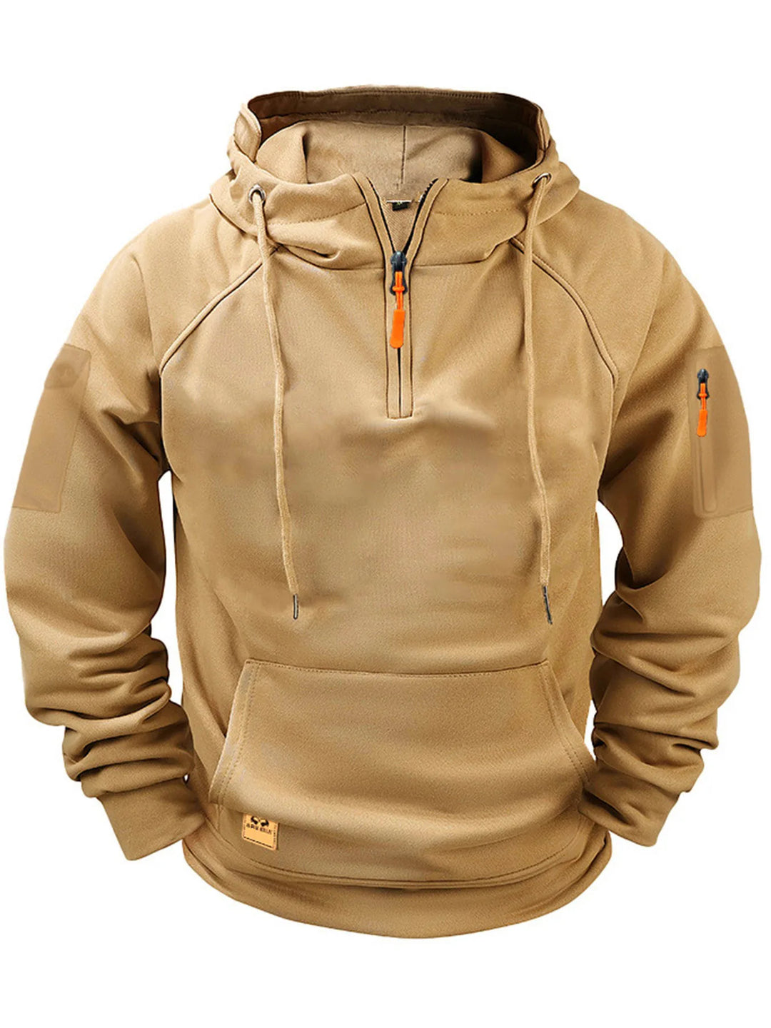 Rayaan | Men's Half-Zip Hooded Sweatshirt - Color:Khaki;Size:XS