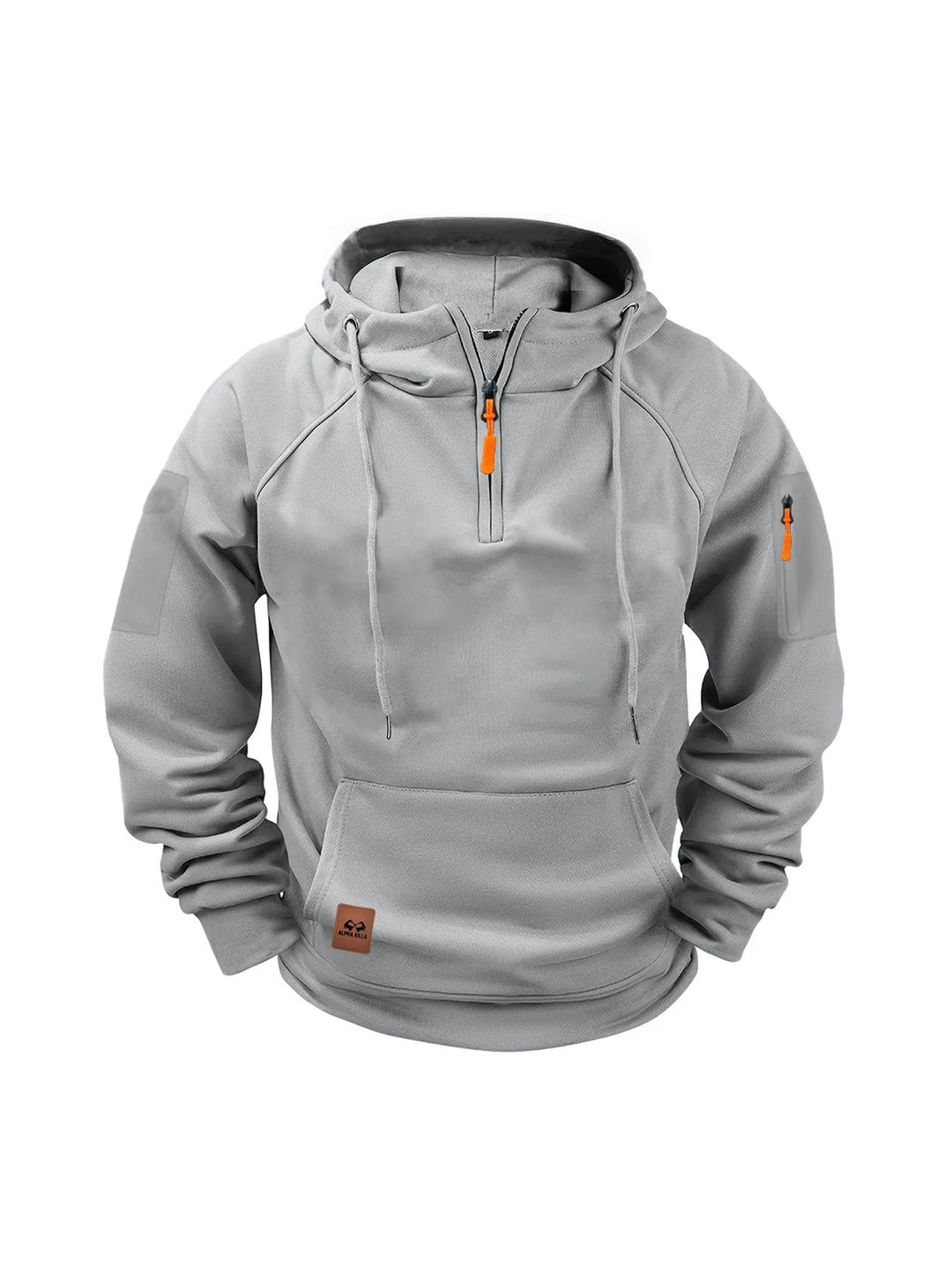 Rayaan | Men's Half-Zip Hooded Sweatshirt - Color:Light Grey;Size:XS