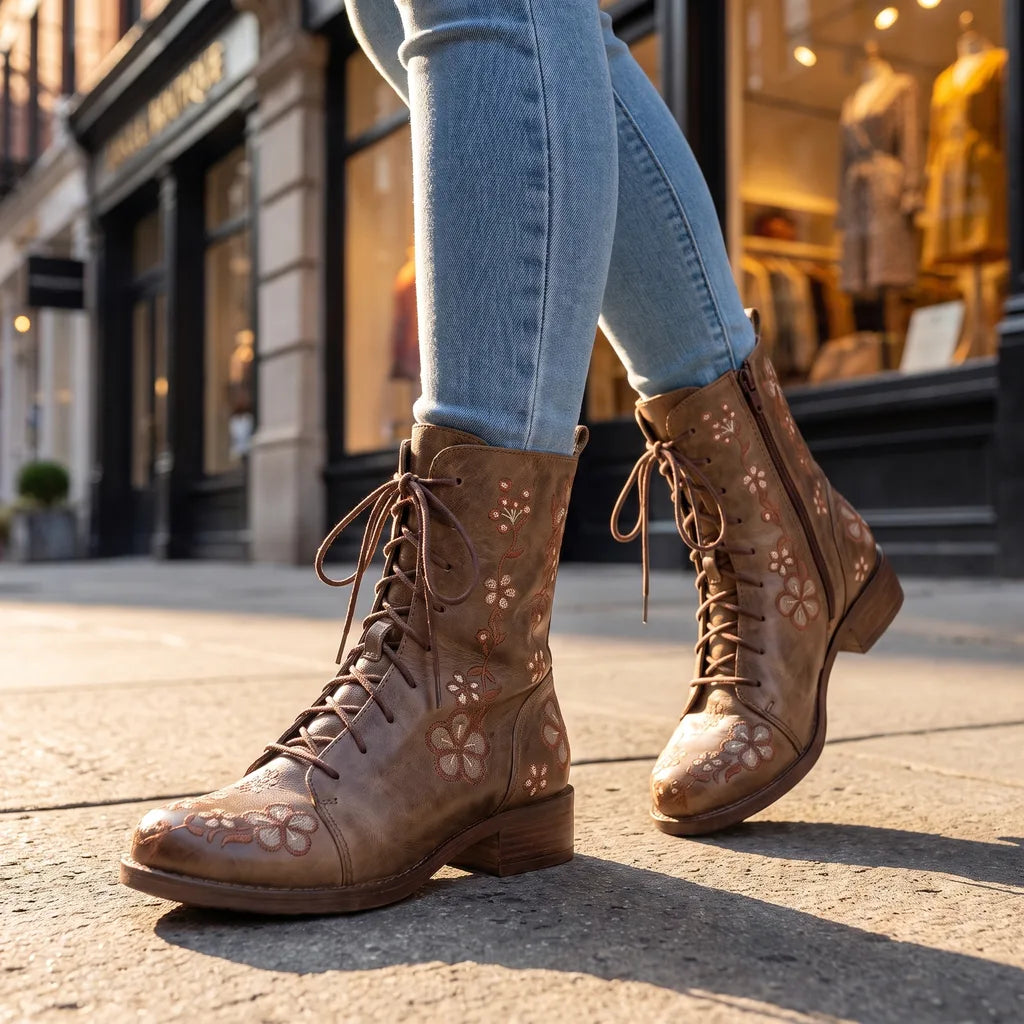 Women's Beige Fairbanks Square Heel Boots