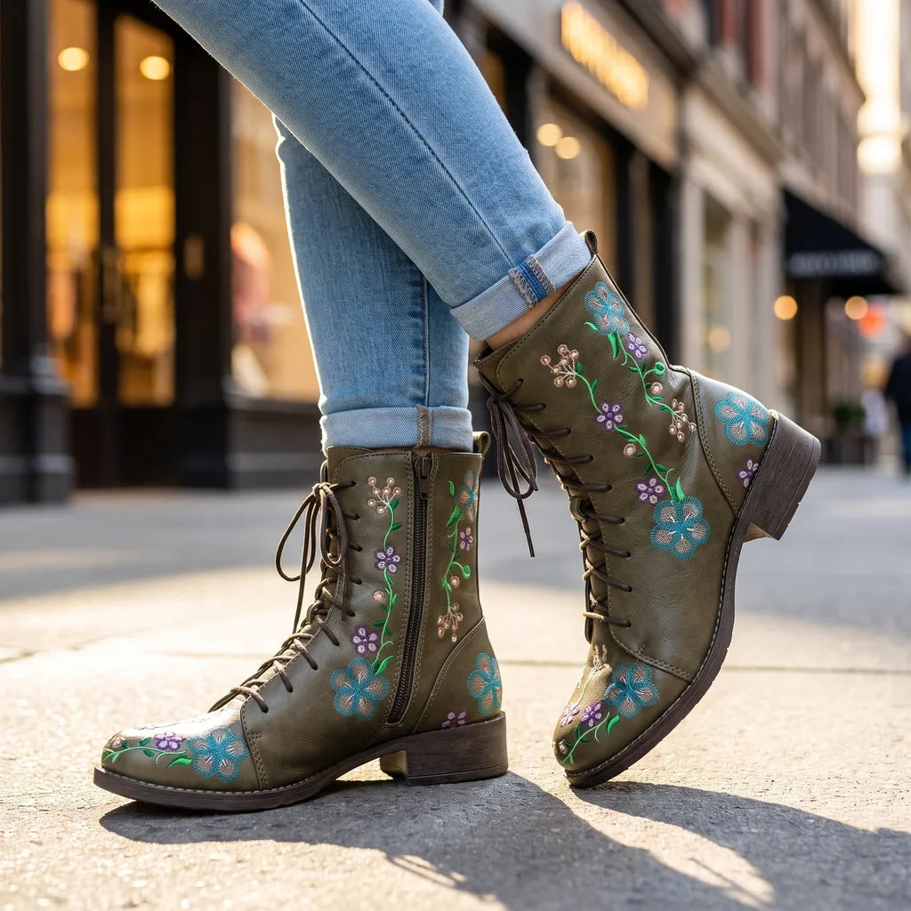 Women's Green Fairbanks Square Heel Boots