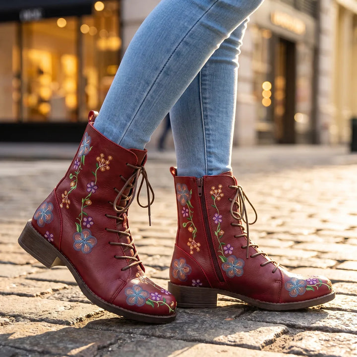 Women's Red Fairbanks Square Heel Boots