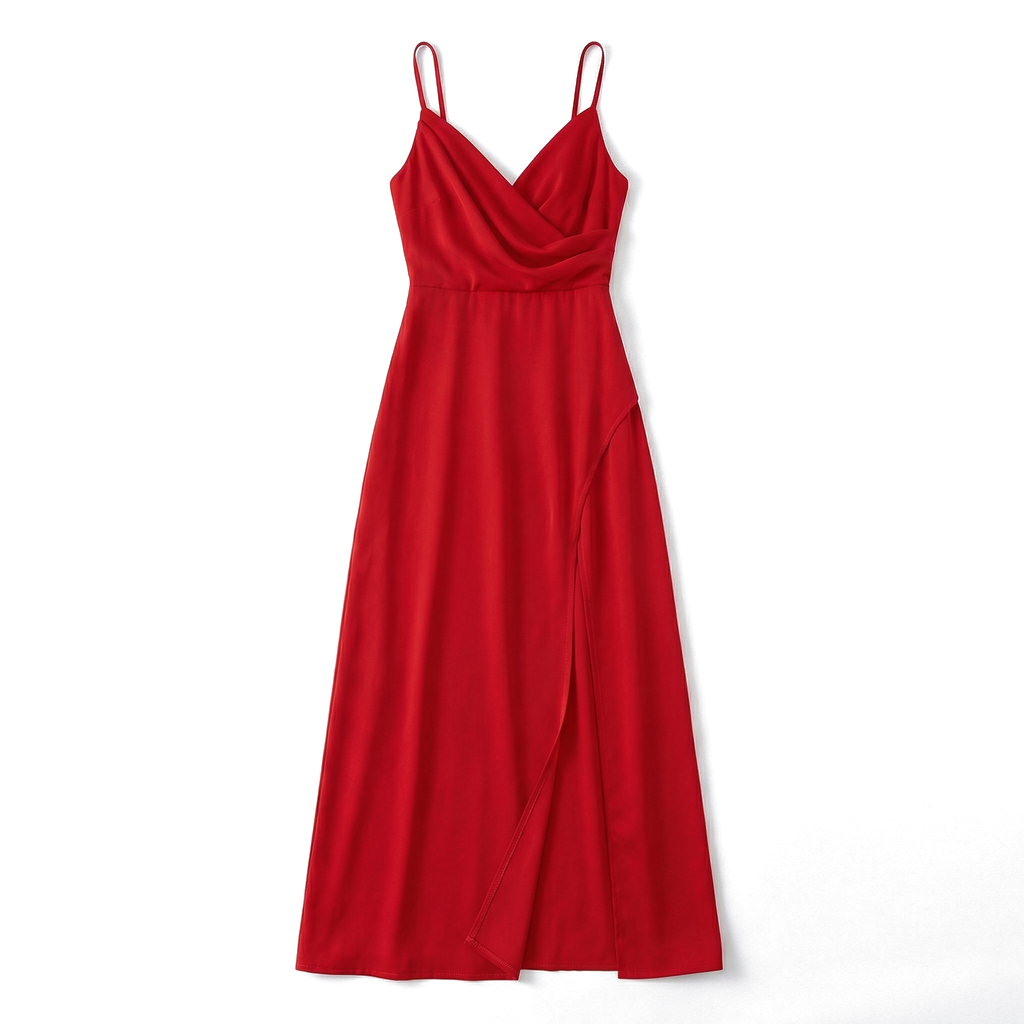Red Elara V-Neck Slit Maxi 3
