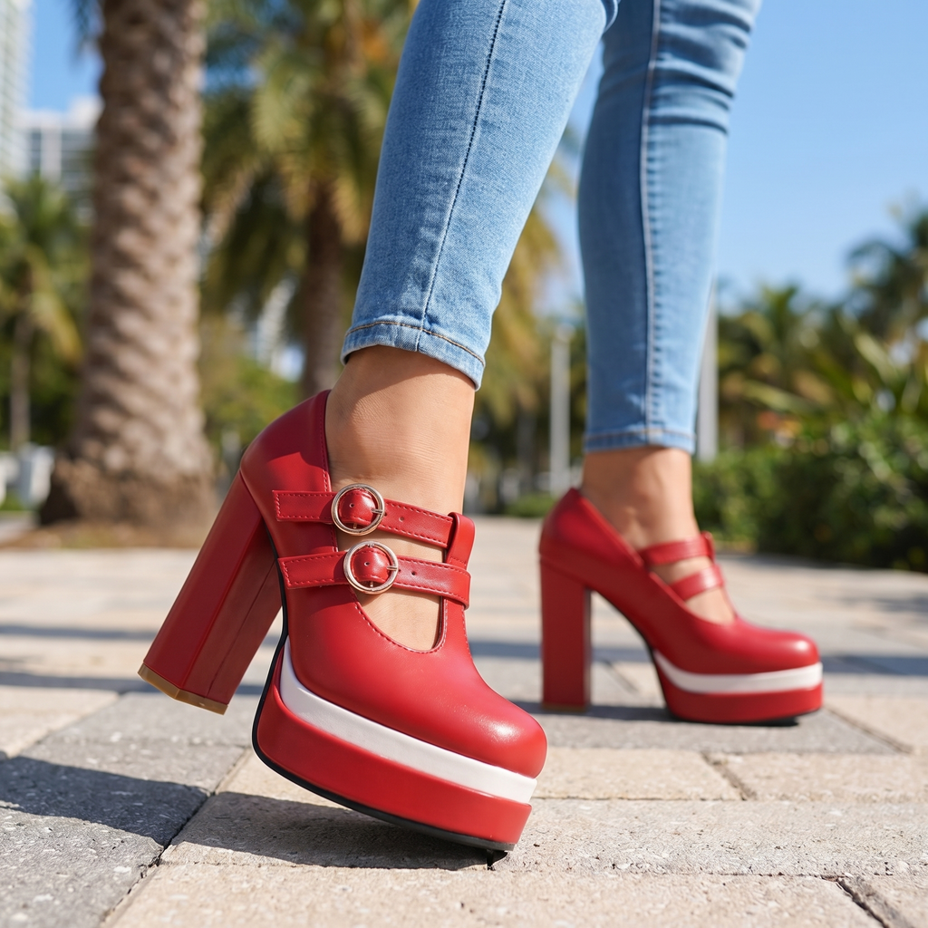 Red Elara Vance Mary Janes 1