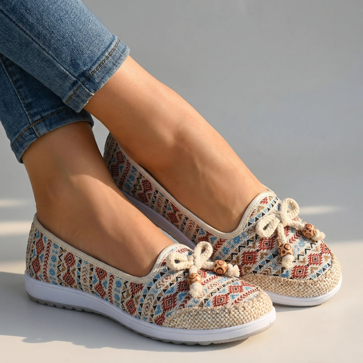 Enya Embroidered Flats - Color:Red;Size:35