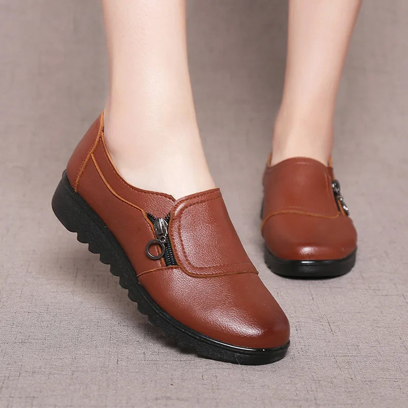 Redgrave | Women's Orthopedic Wedge Loafers - Color:Brown;Size:35