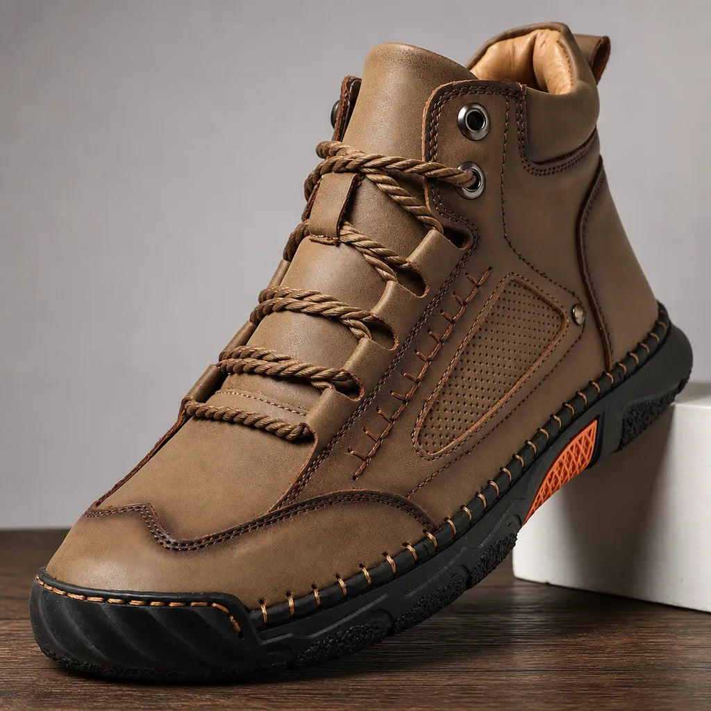 Men's Beige Foley Lace-Up Ankle Boots