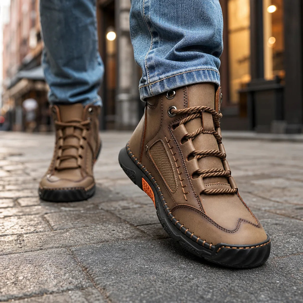 Men's Beige Foley Lace-Up Ankle Boots