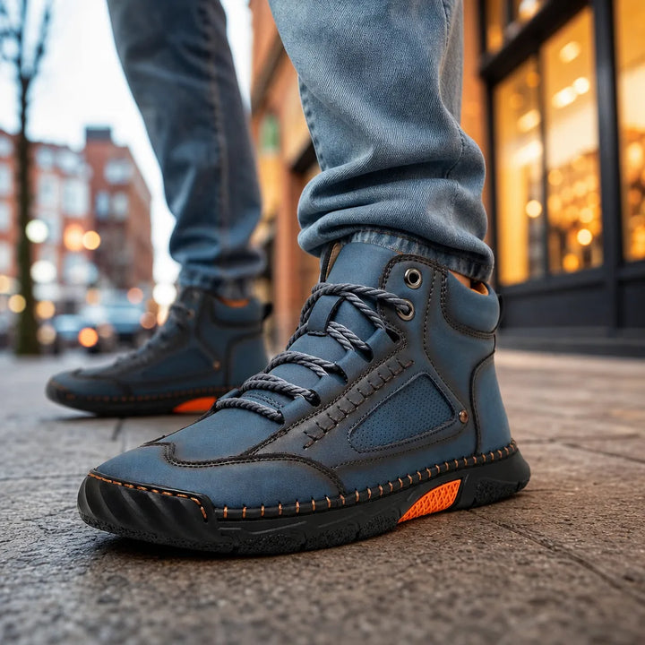 Men's Blue Foley Lace-Up Ankle Boots