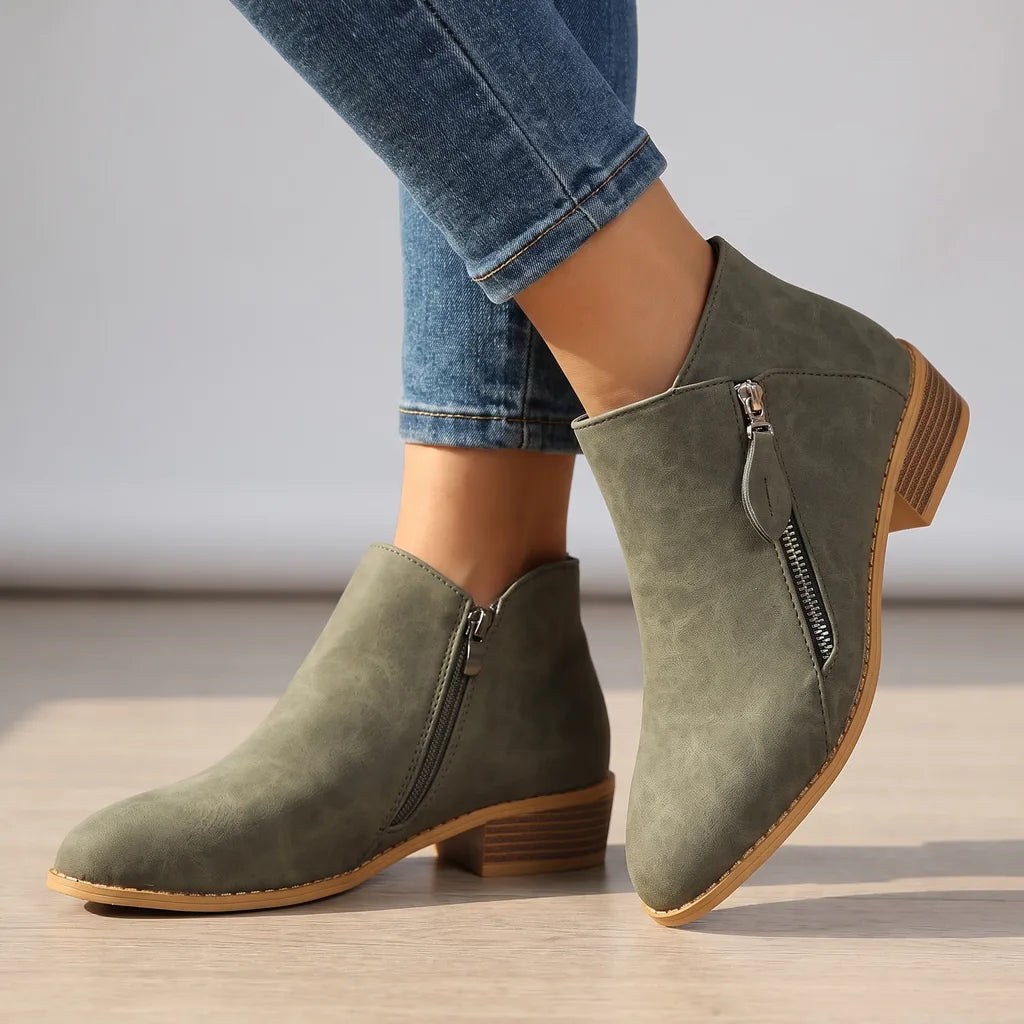 Remi | Women's Fall Ankle Boots - Color:Green;Size:36
