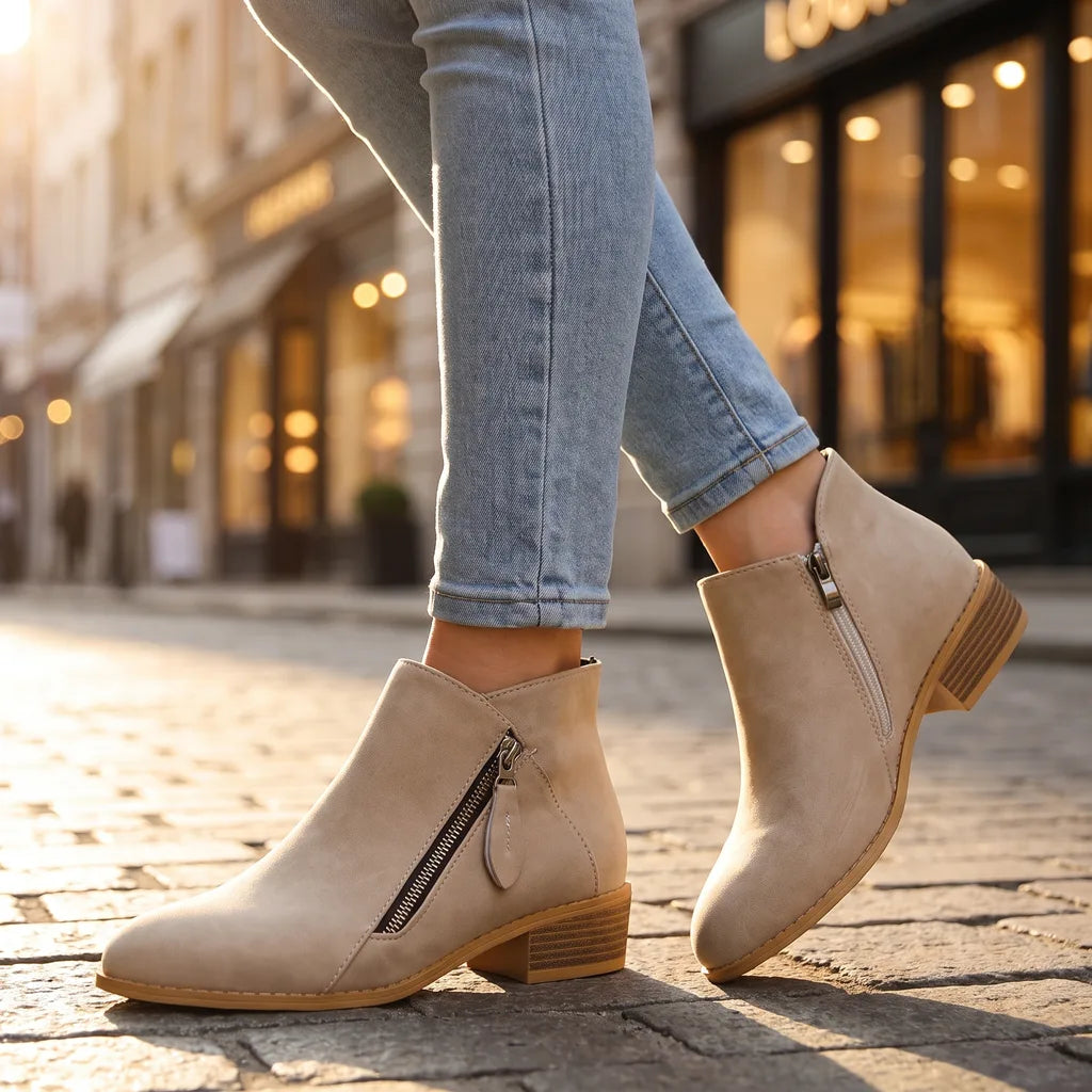 Women's Beige Remi Pointed Ankle Boots