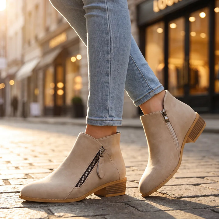 Women's Beige Remi Pointed Ankle Boots