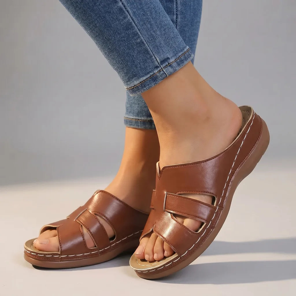 Renee Comfort Slides - Color:Brown;Size:36