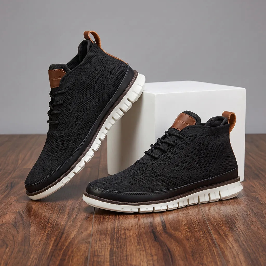 Renee | Men's Casual Knit Sneakers - Color:Black;Size:40