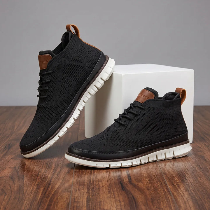 Renee | Men's Casual Knit Sneakers - Color:Black;Size:40