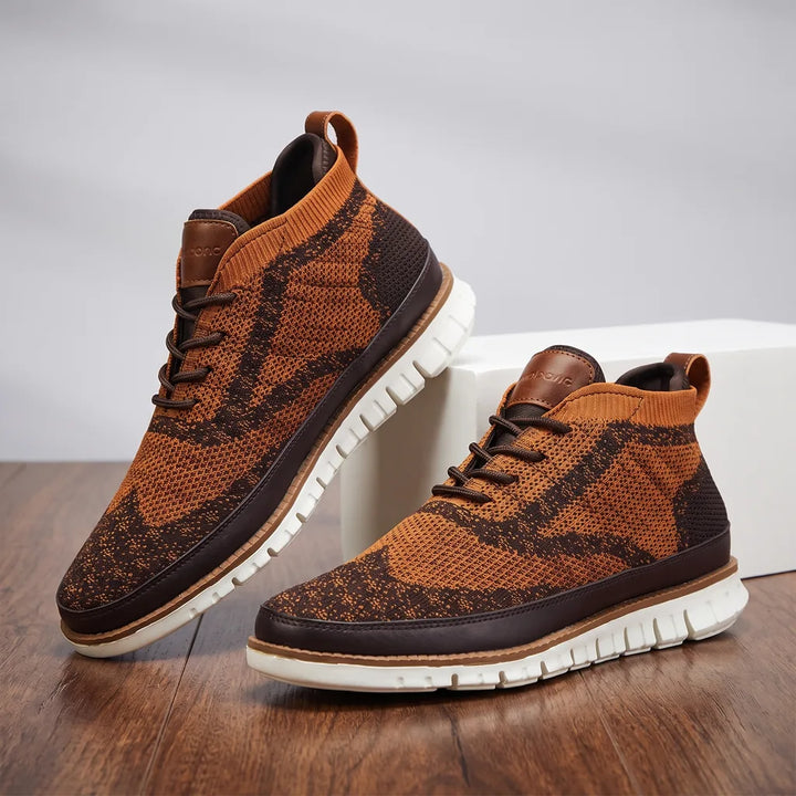 Renee | Men's Casual Knit Sneakers - Color:Brown;Size:40