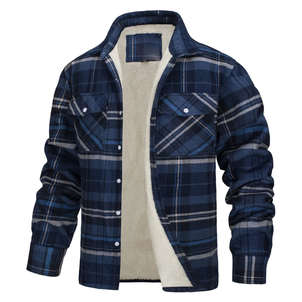 Renee | Men's Fleece Lined Flannel Jacket  - Size:XS;Color:Blue-Gray
