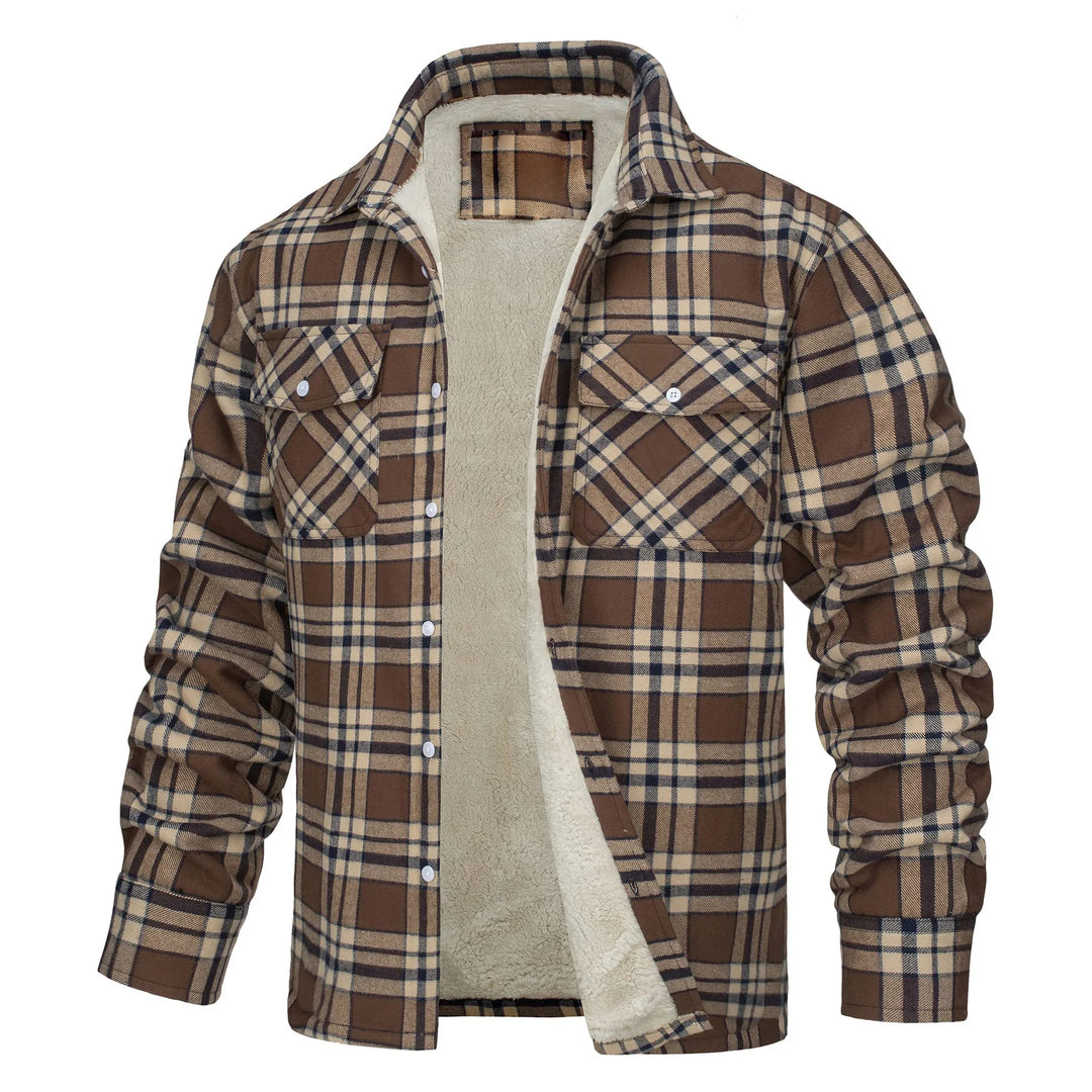 Renee | Men's Fleece Lined Flannel Jacket  - Size:XS;Color:Khaki