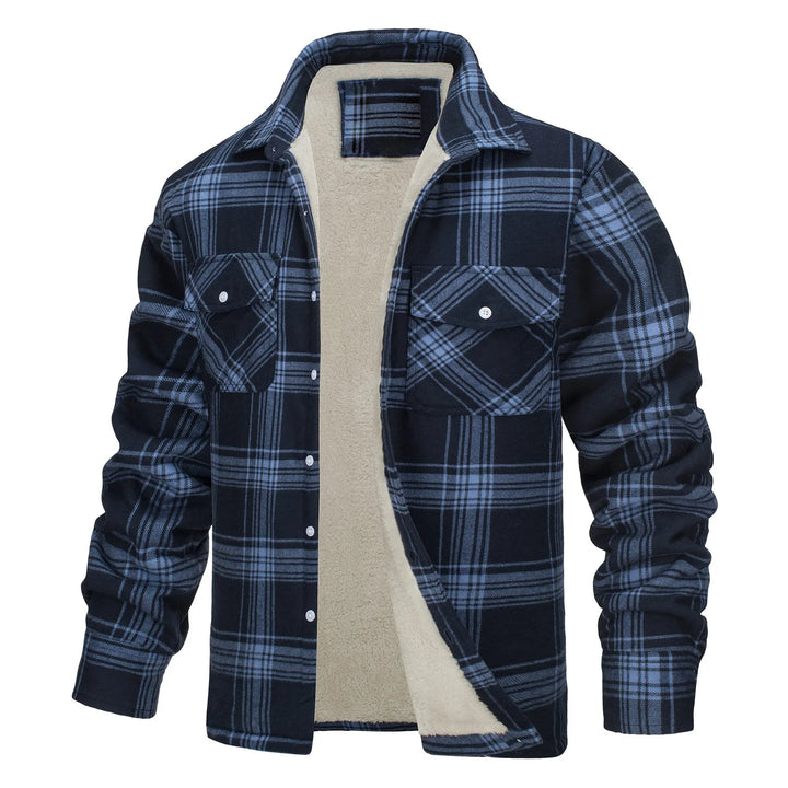 Renee | Men's Fleece Lined Flannel Jacket  - Size:XS;Color:Navy Blue