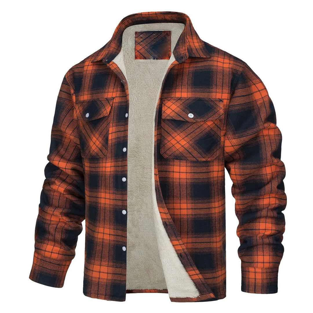 Renee | Men's Fleece Lined Flannel Jacket  - Size:XS;Color:Orange